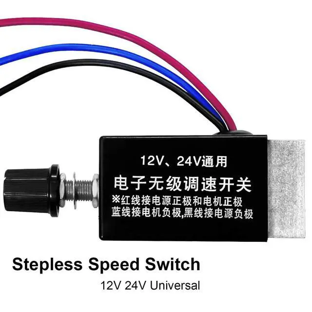 Alt view image 4 of 7 - DC Motor Speed Controller Universal DC 12V 24V 10A Electronic Stepless Speed Regulator Switch for Car Truck Fan Heater Control
