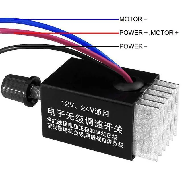 Alt view image 3 of 7 - DC Motor Speed Controller Universal DC 12V 24V 10A Electronic Stepless Speed Regulator Switch for Car Truck Fan Heater Control