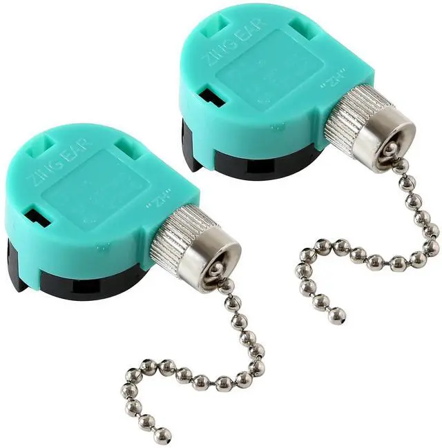 Main image of Ceiling Fan Switch 3 Speed 4 Wire Zing Ear ZE-268S6, Fan Pull Chain Switch Replacement Speed Control,Compatible with Hunter Ceiling Fans, Wall Lamps, Cabinet Light (Nickel)2 Pcs