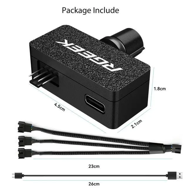 Alt view image 6 of 6 - PC Fan Controller Supports 4 Pin Fans, Fan Speed Hub | with 4 Pin 1 to 3 Splitter, Powered by 5V USB C, MAX 8W for 12V Computer NAS Server Fans