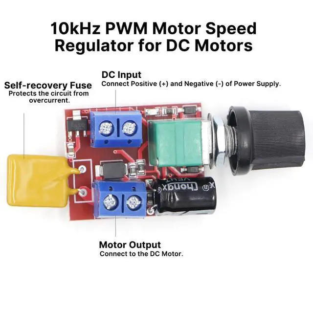Alt view image 5 of 7 - PWM DC Motor Speed Controller 5A 3V-35V Speed Control Switch LED Dimmer for DC Brush Motor Fan DIY Projects (2PCS)