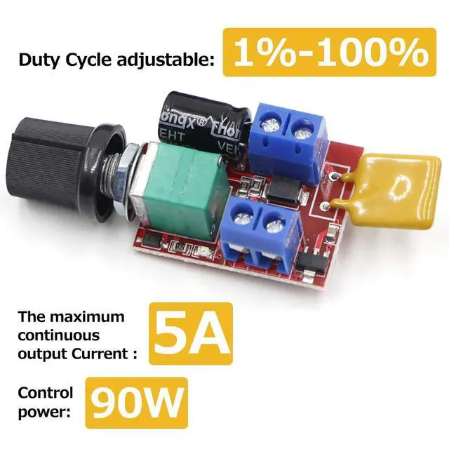 Alt view image 6 of 7 - PWM DC Motor Speed Controller 5A 3V-35V Speed Control Switch LED Dimmer for DC Brush Motor Fan DIY Projects (2PCS)