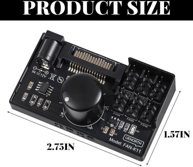 Alt view image 2 of 7 - 4 Pin PWM Fan Controller Hub 12V 6 Fans Supported PC Fan Adapter Hub Powered Adjustable Speed Knob with Max Total 60W 5A Output for Fans Cooling
