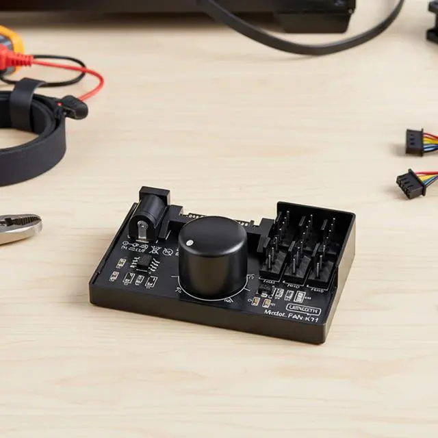 Alt view image 7 of 7 - 4 Pin PWM Fan Controller Hub 12V 6 Fans Supported PC Fan Adapter Hub Powered Adjustable Speed Knob with Max Total 60W 5A Output for Fans Cooling