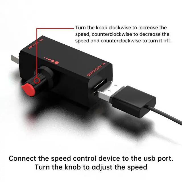 Alt view image 4 of 7 - USB Fan Speed Controller PWM Motor Controller with DC Motor Speed Control, 5V 2A PWM Control, Adjustable Knob Switch