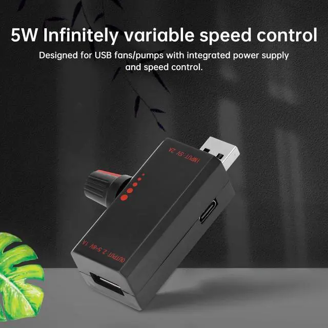 Alt view image 7 of 7 - USB Fan Speed Controller PWM Motor Controller with DC Motor Speed Control, 5V 2A PWM Control, Adjustable Knob Switch