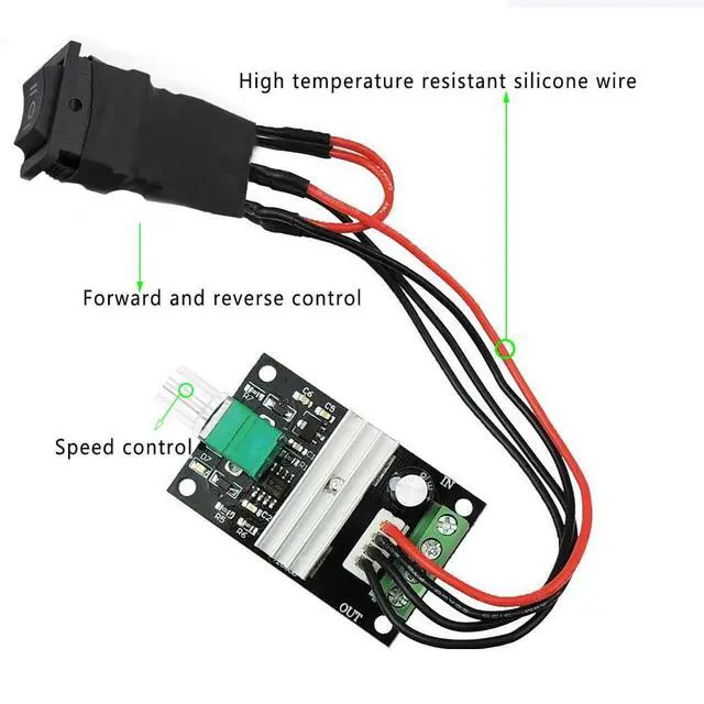 Alt view image 3 of 6 - DC6V-28V-3A-80W Motor Speed Controller | PWM Speed Adjustable Reversible Switch 1203BB Motor Driver Reversing for Fan, Fish Tank Pump