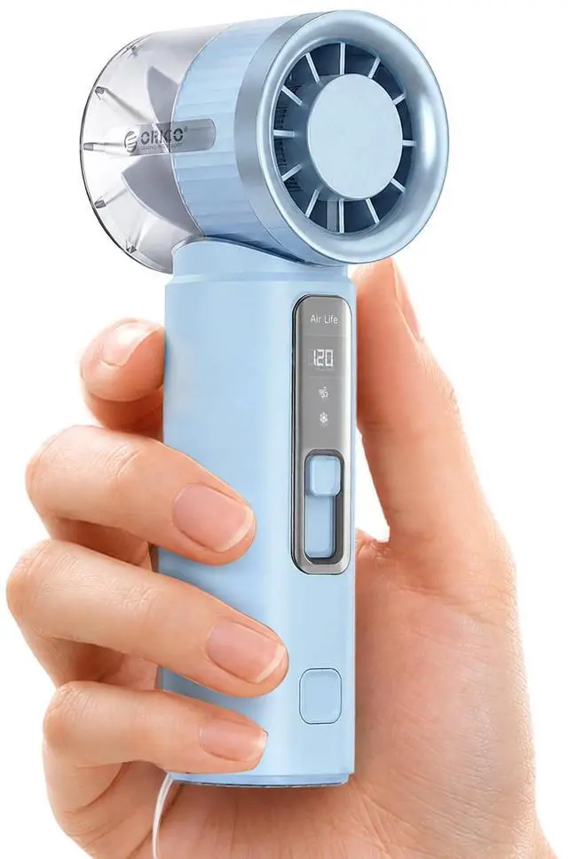Main image of Portable Handheld Mini Turbo Fan with Ice Cooling, MiFan Blue | 120 Speed Adjustable, 15600RPM Turbo Airflow, 9H MAX, LED Display, USB-C Rechargeable, Compact & Lightweight for Travel, etc