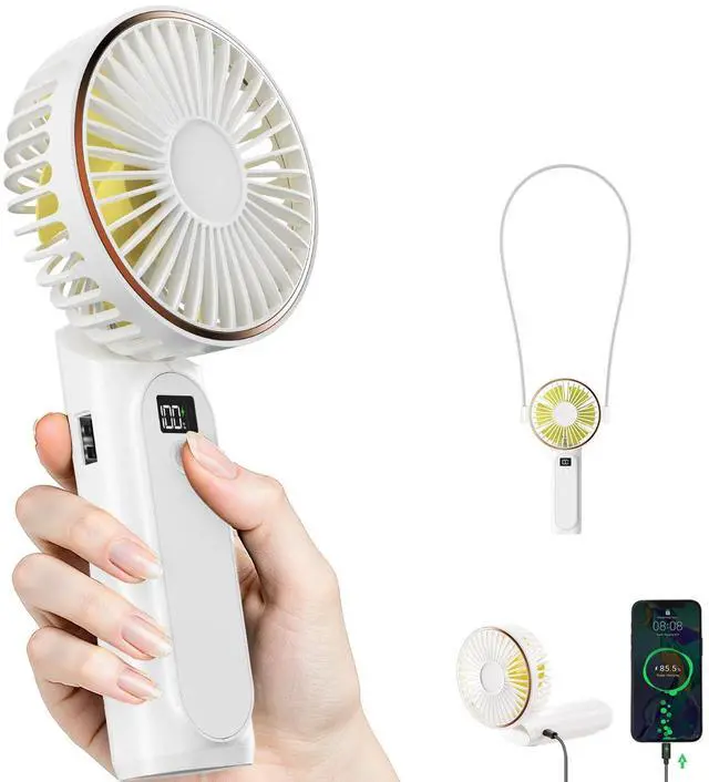 Main image of Portable Handheld Fan, Portable Fan Rechargeable, 4000mAh, 180° Adjustable, 6 Speed Wind, Display Electricity in Real Time, USB Rechargeable Foldable F an, Quiet Personal Fan with Power Bank