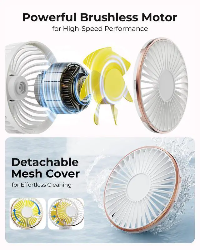 Alt view image 3 of 7 - Portable Handheld Fan, Portable Fan Rechargeable, 4000mAh, 180° Adjustable, 6 Speed Wind, Display Electricity in Real Time, USB Rechargeable Foldable F an, Quiet Personal Fan with Power Bank