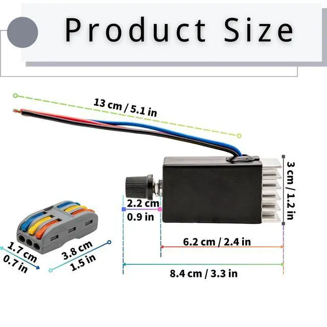 Alt view image 2 of 7 - DC Motor Speed Controller 12V 24V 10A PWM, Universal Electronic Stepless Variable Regulator Switch with Heat Sink & Lever Wire Connectors for Easy Wiring, Car Truck Fan Heater Blower Control