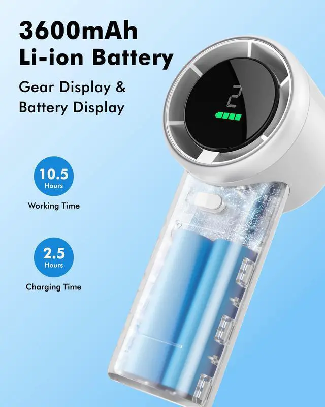 Alt view image 4 of 6 - Portable Handheld Mini Fan: High Speed Cooling Fan, 10 Hours Battery Life, USB Rechargeable, Small Essentials for Women, Beach Travel, Vacation (White)