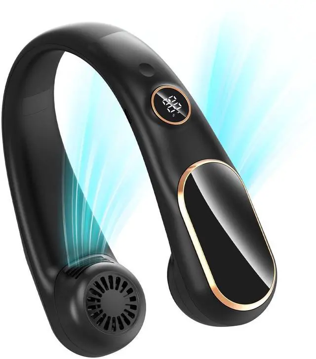Main image of Neck Fan Rechargeable, Personal Portable Fan Battery Operated, Hands Free Wearable USB Neck Cooling Fan for Indoor Outdoor, Width Adjustable, Digital Display, 4-12h Working Time