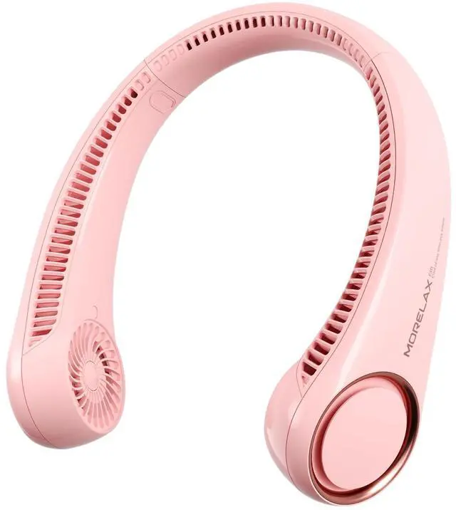 Main image of Neck Fan, USB Rechargeable Personal Fan, 3 Speeds Adjustable, Large air outlet Powerful Strong Wind, Adjustable, 360° Cooling, Super Quiet, No Blade Design, No Hair Twisting, Small (Pink)