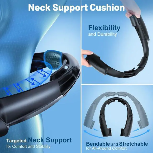 Alt view image 4 of 7 - Portable Neck Fan with 6 Powerful Speeds, 8000mAh Battery Rechargeable Fan | 20H Runtime, Hands-Free 360° Cooling Personal Wearable Neck Fan, Gift for Women Men Travel Concerts