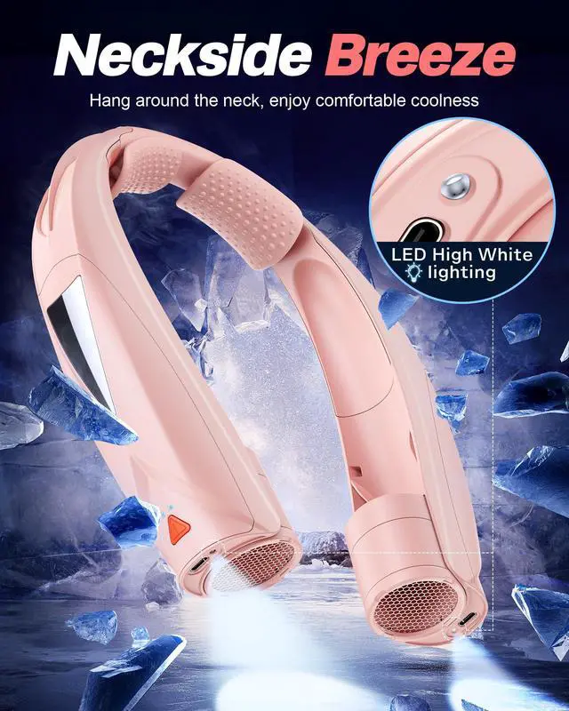 Alt view image 2 of 7 - Hand Free Portable Neck Fan with LED Book Light for Men & Women | Comfortable Silicone Made, 6-20 Hours Long Lasting, 6 Adjustable Speeds, Ultra Quiet Personal Neck Cooler for Indoor Outdoor