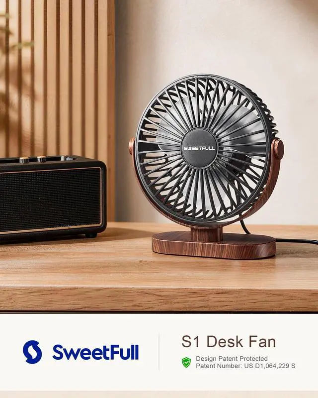 Alt view image 2 of 6 - Small USB Desk Fan, Desktop Table Fan, Quiet Office Mini - Black | 5.8" Personal Fan; 3 Speeds; 360° Adjustable; 25dB; 10oz; USB Powered; Stable Base; Easy Cleaning-Home & Cooling; Retro Decor