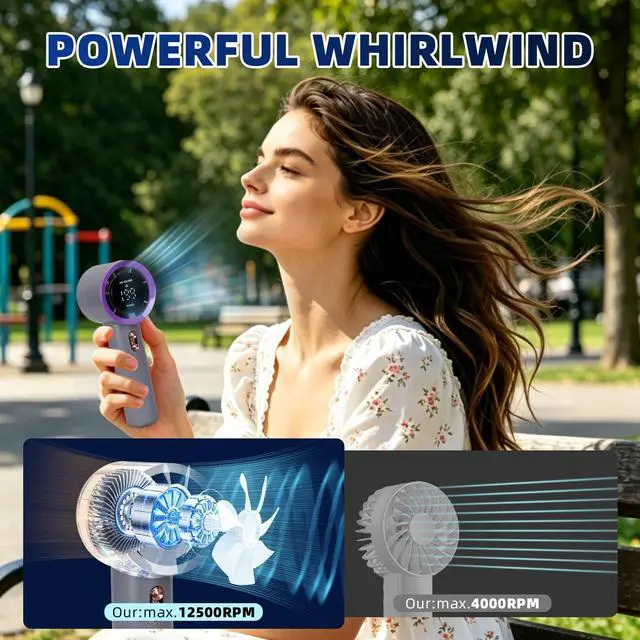 Alt view image 2 of 6 - Portable Handheld Fan, Compact Personal Mini Fan (Beige)