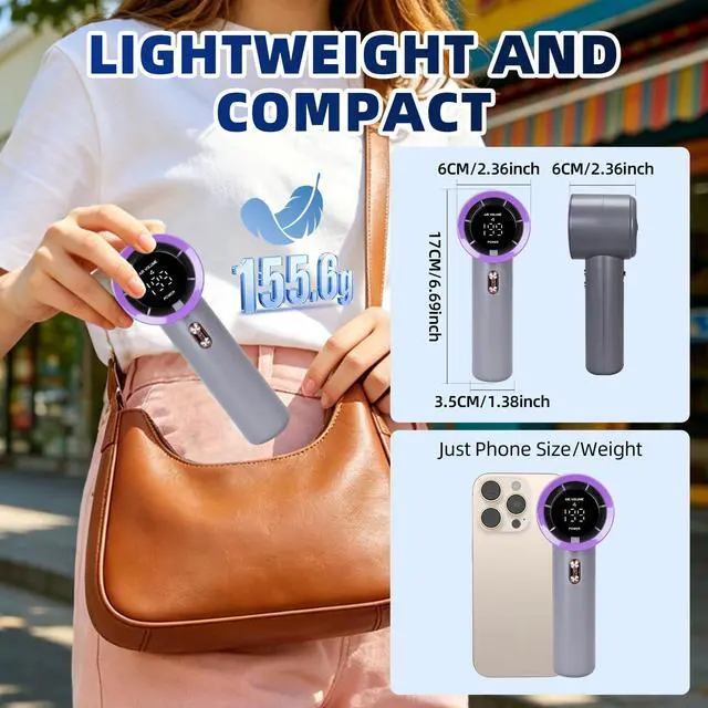 Alt view image 4 of 6 - Portable Handheld Fan, Compact Personal Mini Fan (Beige)