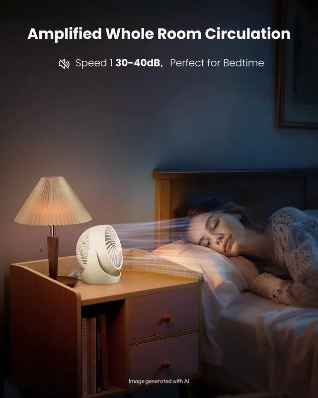 Alt view image 5 of 5 - Desk Fan, 5-Inch Portable Electric Table Desktop Air Circulator Fan | Powerful with 3 Speed 360° Adjustable Tilt Compact Design For Cooling Home Room Bedroom Bathroom Kitchen Office