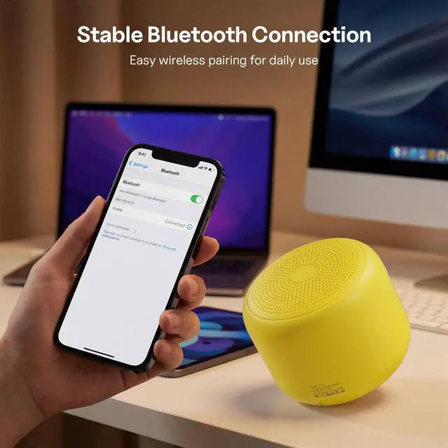 Alt view image 3 of 7 - Portable Bluetooth Speakers with Strap Easy to Carry Mini Speaker | Wireless Waterproof with Loud Stereo Sound, 20 Hours Playtime, Rechargeable Battery, Built-In Microphone, Yellow