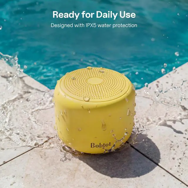 Alt view image 5 of 7 - Portable Bluetooth Speakers with Strap Easy to Carry Mini Speaker | Wireless Waterproof with Loud Stereo Sound, 20 Hours Playtime, Rechargeable Battery, Built-In Microphone, Yellow