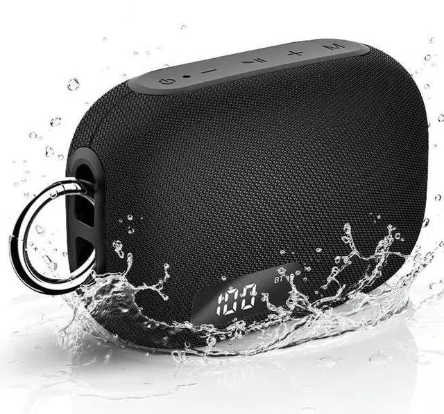 Main image of Portable Bluetooth Speaker, IP67 Waterproof Shower Speaker with Digital Battery Display, Powerful Sound, 24H Playtime, TWS Pairing, USB/TF Card, Small Speaker for Outdoor Travel Home, Gift-Black