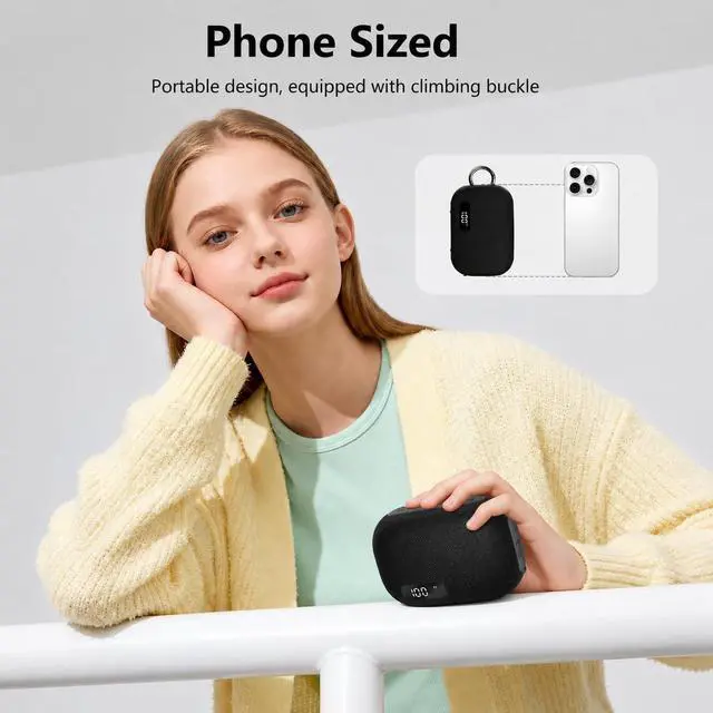 Alt view image 2 of 6 - Portable Bluetooth Speaker, IP67 Waterproof Shower Speaker with Digital Battery Display, Powerful Sound, 24H Playtime, TWS Pairing, USB/TF Card, Small Speaker for Outdoor Travel Home, Gift-Black
