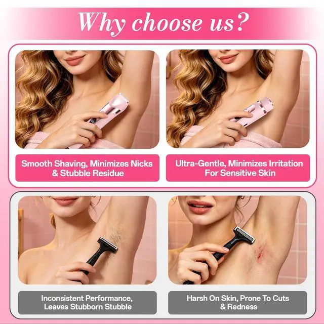 Alt view image 3 of 7 - Bikini Trimmer for Women, 2 in 1 Electric Razor Body Shaver | 2 grooming heads, IPX7 waterproof wet dry use, LED display, Type-C charging, cordless shaver for sensitive skin and full body