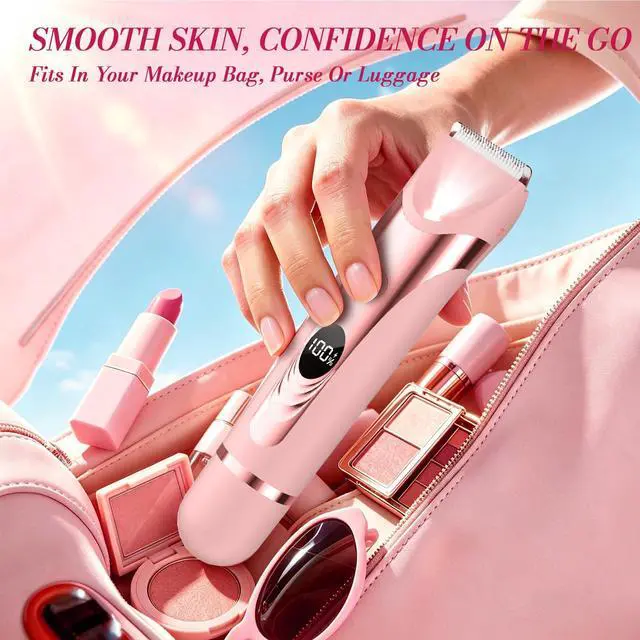 Alt view image 7 of 7 - Bikini Trimmer for Women, 2 in 1 Electric Razor Body Shaver | 2 grooming heads, IPX7 waterproof wet dry use, LED display, Type-C charging, cordless shaver for sensitive skin and full body