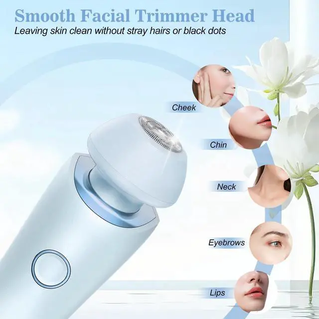 Alt view image 5 of 7 - Electric Shaver for Women, Painless 2 in 1 Wet & Dry Waterproof Silk Glide Pro Shaver with 2 Removable Heads, Rechargeable Electric Razors for Bikini, Legs, Underarms, Body (Blue)