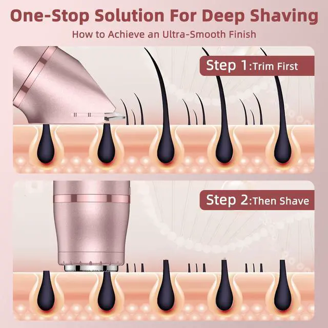 Alt view image 3 of 7 - Bikini Trimmer for Women 3 in 1 Electric Shaver Razors Nose Hair Trimmer Waterproof Pubic Hair for Underarm Leg Arm Body (Rose Gold)