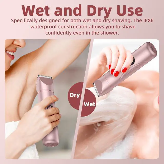 Alt view image 5 of 7 - Bikini Trimmer for Women 3 in 1 Electric Shaver Razors Nose Hair Trimmer Waterproof Pubic Hair for Underarm Leg Arm Body (Rose Gold)