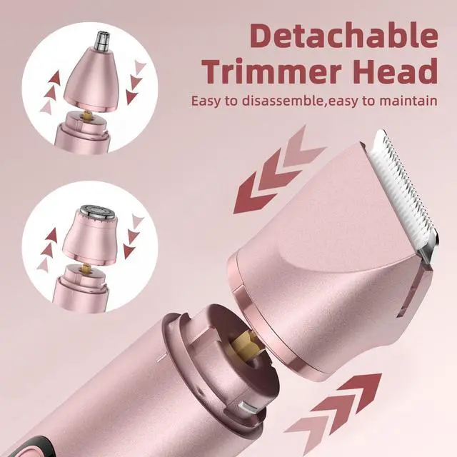 Alt view image 6 of 7 - Bikini Trimmer for Women 3 in 1 Electric Shaver Razors Nose Hair Trimmer Waterproof Pubic Hair for Underarm Leg Arm Body (Rose Gold)