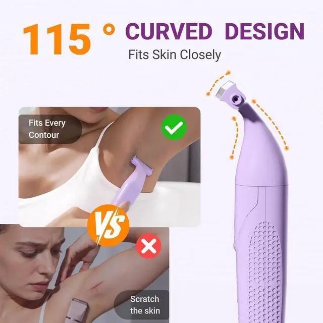 Alt view image 3 of 7 - Electric Razors for Women, 3-in-1 Painless Electric Shaver for Women for Legs, Underarm face & Bikini, Pubic Hair Trimmer, Waterproof Bikini Trimmer USB Lady Shaver, Electric Leg Shaver, Purple