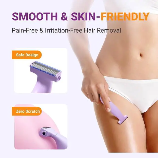 Alt view image 4 of 7 - Electric Razors for Women, 3-in-1 Painless Electric Shaver for Women for Legs, Underarm face & Bikini, Pubic Hair Trimmer, Waterproof Bikini Trimmer USB Lady Shaver, Electric Leg Shaver, Purple