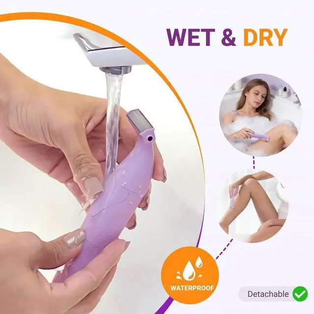 Alt view image 6 of 7 - Electric Razors for Women, 3-in-1 Painless Electric Shaver for Women for Legs, Underarm face & Bikini, Pubic Hair Trimmer, Waterproof Bikini Trimmer USB Lady Shaver, Electric Leg Shaver, Purple