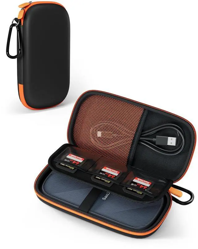 Main image of Hard Carrying Case for SanDisk Extreme Pro Portable SSD -Black | 2025 USB4 4TB/2TB, USB-C, EVA Travel Storage Bag with 3 Card Slots, External Solid State Drive Protective Cover