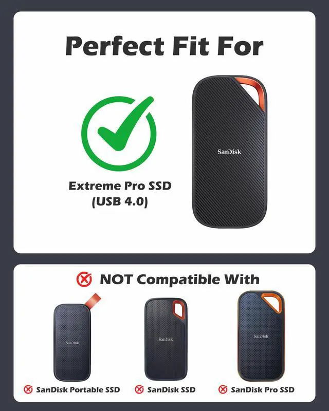 Alt view image 2 of 7 - Hard Carrying Case for SanDisk Extreme Pro Portable SSD -Black | 2025 USB4 4TB/2TB, USB-C, EVA Travel Storage Bag with 3 Card Slots, External Solid State Drive Protective Cover