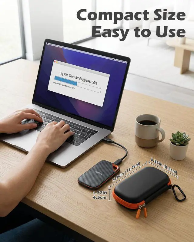 Alt view image 6 of 7 - Hard Carrying Case for SanDisk Extreme Pro Portable SSD -Black | 2025 USB4 4TB/2TB, USB-C, EVA Travel Storage Bag with 3 Card Slots, External Solid State Drive Protective Cover