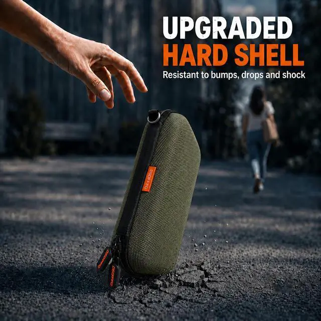 Alt view image 3 of 7 - Small Hard Shell Portable Carrying Case for Power Bank, Hard Drive, Charger | Olive Green Protective Electronic Case Travel Storage Pouch Bag, Universal for External Battery