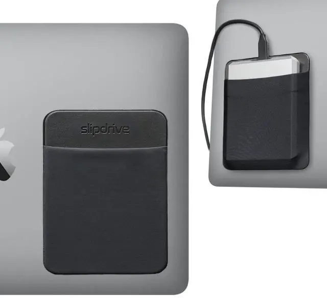 Main image of Portable Hard Drive Sleeve for Laptop - HDD Hard Disk Drive - Reusable Adhesive - 5.5 x 4.5 Stick on External Hard Drive Carrying Case - Travel Pocket Pouch (Large, Black)