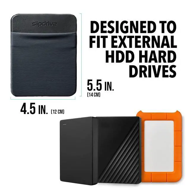 Alt view image 2 of 7 - Portable Hard Drive Sleeve for Laptop - HDD Hard Disk Drive - Reusable Adhesive - 5.5 x 4.5 Stick on External Hard Drive Carrying Case - Travel Pocket Pouch (Large, Black)