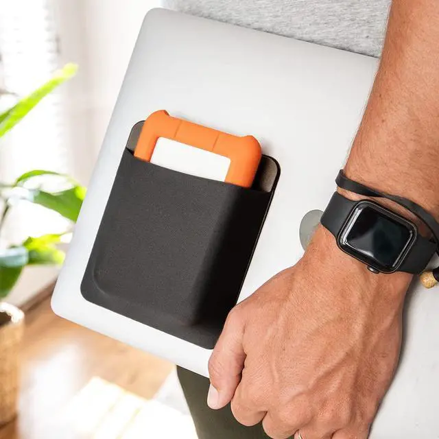 Alt view image 6 of 7 - Portable Hard Drive Sleeve for Laptop - HDD Hard Disk Drive - Reusable Adhesive - 5.5 x 4.5 Stick on External Hard Drive Carrying Case - Travel Pocket Pouch (Large, Black)