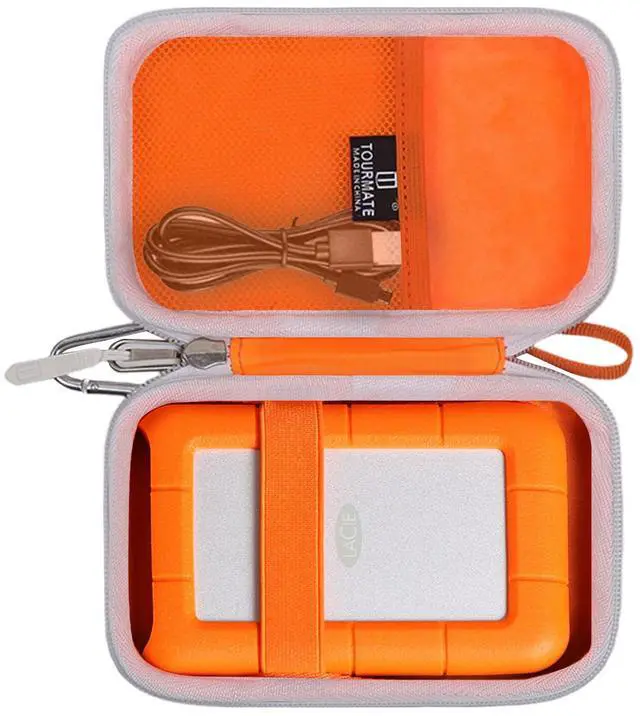 Main image of Hard Case Compatible for LaCie Rugged Mini 1TB/ 2TB/ 4TB/ 5TB External Hard Drive Portable HDD, Case Only (Orange & White)
