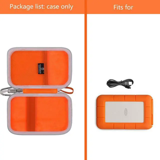 Alt view image 5 of 6 - Hard Case Compatible for LaCie Rugged Mini 1TB/ 2TB/ 4TB/ 5TB External Hard Drive Portable HDD, Case Only (Orange & White)
