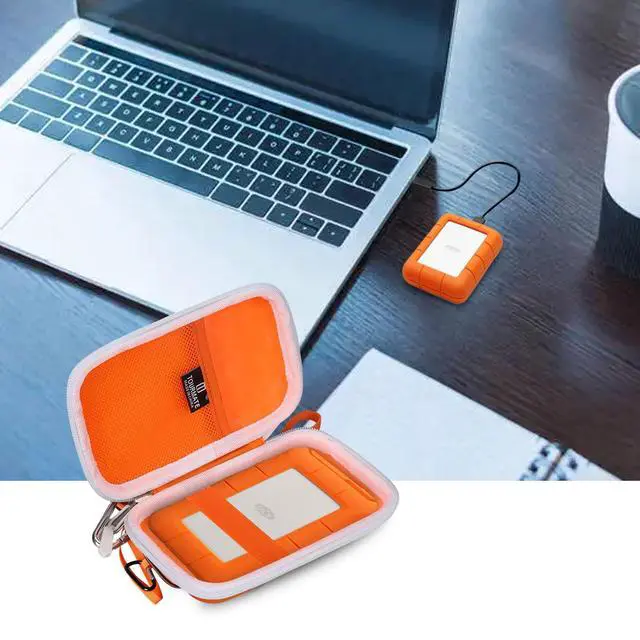 Alt view image 6 of 6 - Hard Case Compatible for LaCie Rugged Mini 1TB/ 2TB/ 4TB/ 5TB External Hard Drive Portable HDD, Case Only (Orange & White)