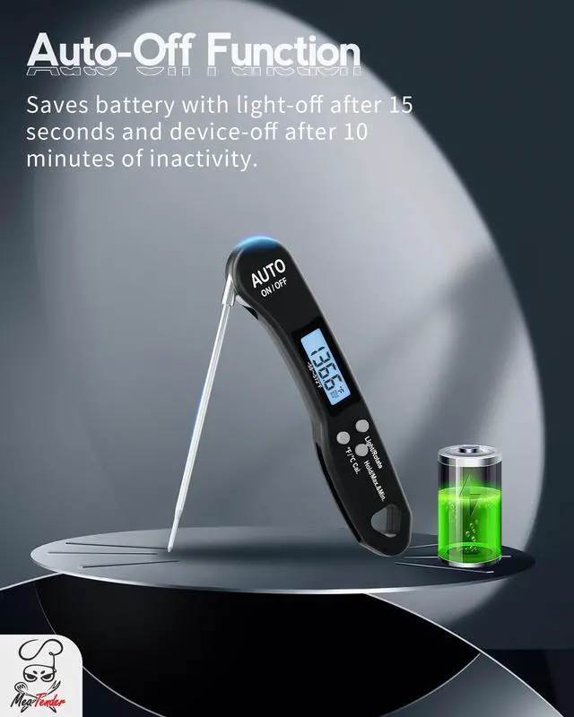 Alt view image 5 of 7 - Ultra-Fast 1.2s Instant Read Meat Thermometer for Grilling & Smoking, ±1°F Accuracy with Calibration, Reversible Backlit LCD for Left/Right Hand, Magnetic Digital Food Thermometer for BBQ, Candy, Oil