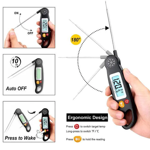 Alt view image 4 of 7 - Meat Thermometer Digital - Instant Read Food Thermometer with Backlight for Cooking Grilling Baking Kitchen Candy BBQ Oil Liquid, Backlit Display, Battery Included