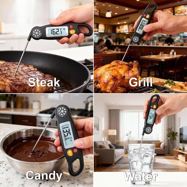 Alt view image 5 of 7 - Meat Thermometer Digital - Instant Read Food Thermometer with Backlight for Cooking Grilling Baking Kitchen Candy BBQ Oil Liquid, Backlit Display, Battery Included